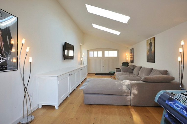 an image of a garage converted into a living space