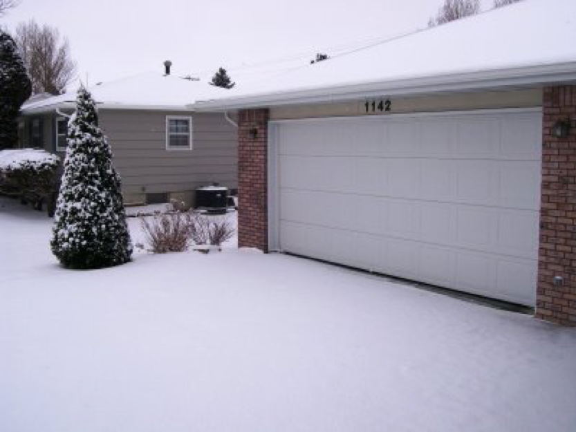 a garage door snow fall