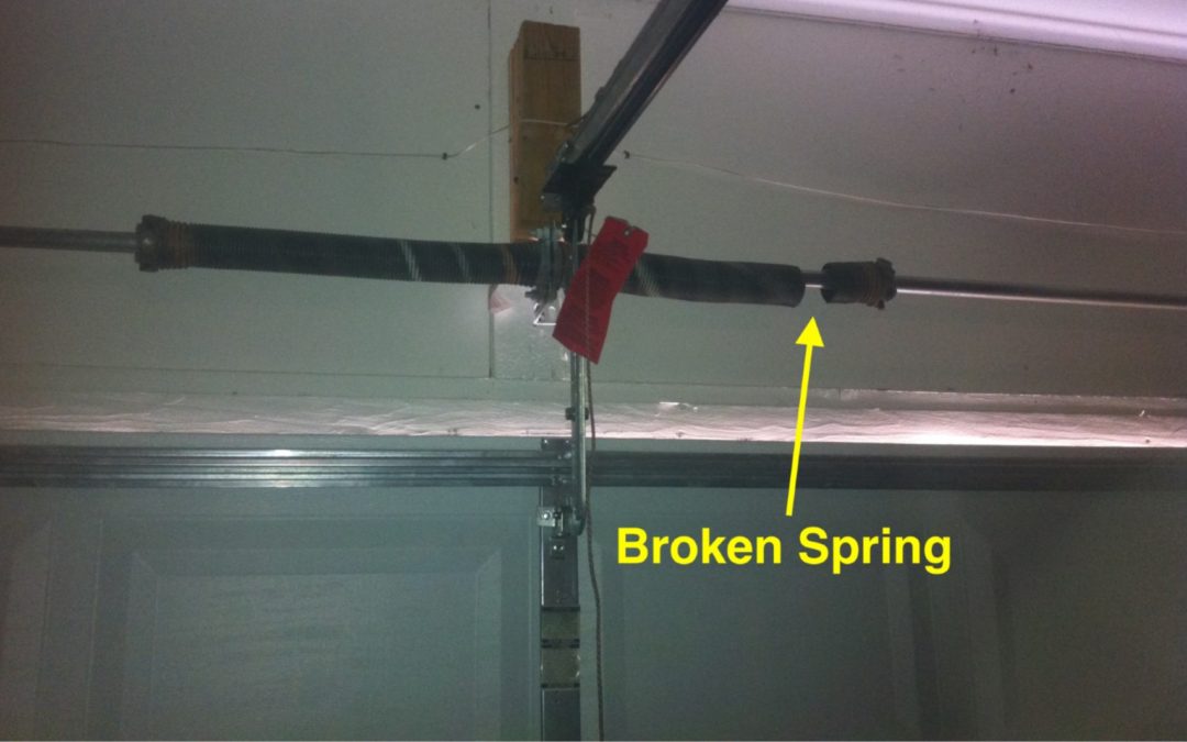 image of a broken garage door spring