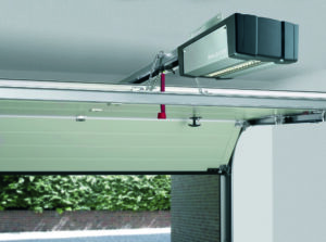 Automatic-sectional-garage-door-showing-detail-of-plastic-profiles