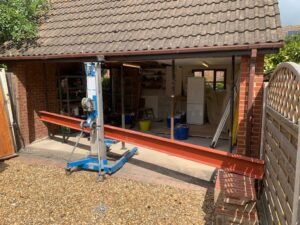 lifting lintel into position