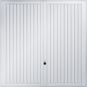 Close up detail of a traditional up and over garage door design