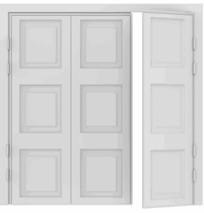 Close up detail of a side hinged door with Georgian design