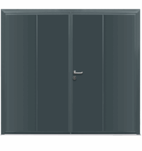 Style detail showing vertical panels with a smooth finish on a side hinged garage door