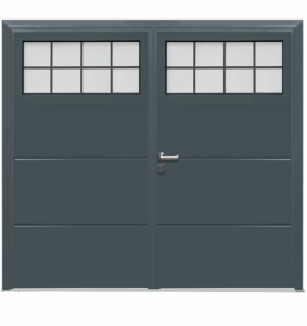 Style detail showing a traditional solid horizontal smooth design on a side hinged garage door