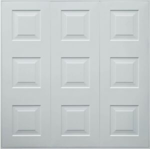 Close up detail of Novoferm up and over garage door with Georgian styling