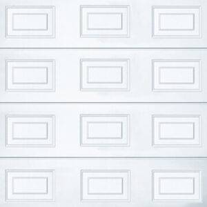Close up detail of a panelled design on a sectional garage door