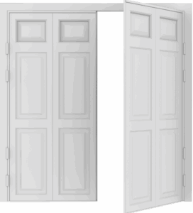Close up detail of a side hinged door with regency design
